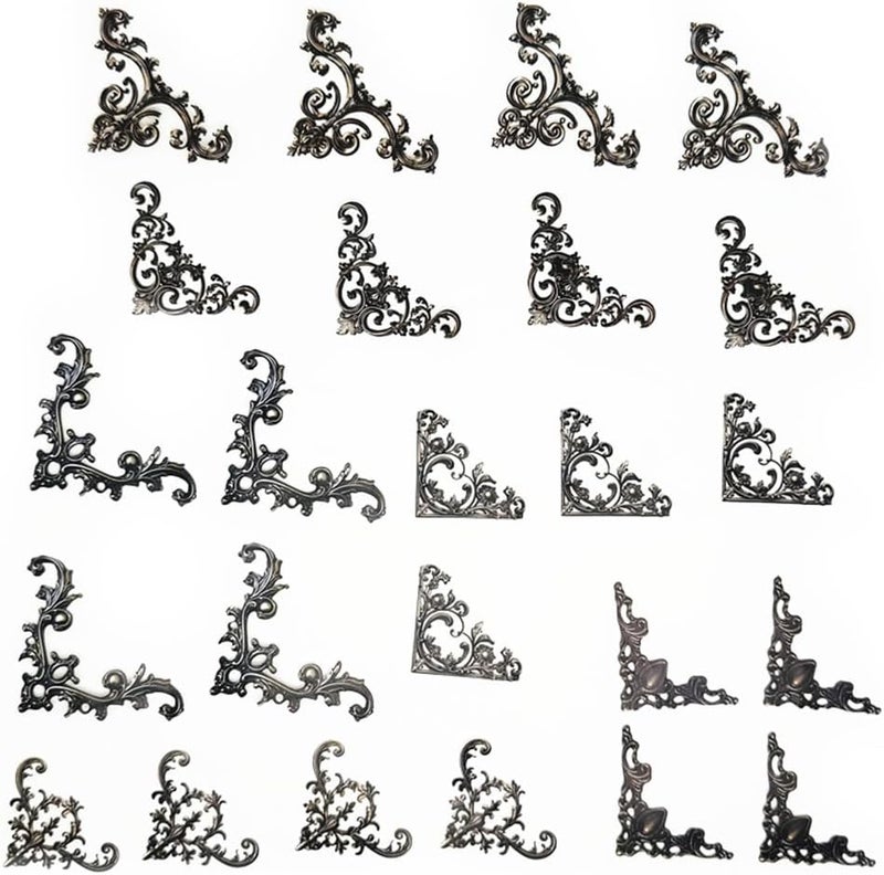 Koolemon 24Pieces Vintage Frame Corner Stickers, Scrapbook Decorative Paper Sticker, Retro Photo Border Stickers for DIY Journal Album Scrapbooking Diary Embellishment (Black) - Image 1